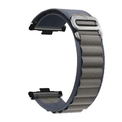 Nylon Loop Strap Smartwatch Sport Bracelet - Universal Watchband Accessory (Midnight Blue Grey)