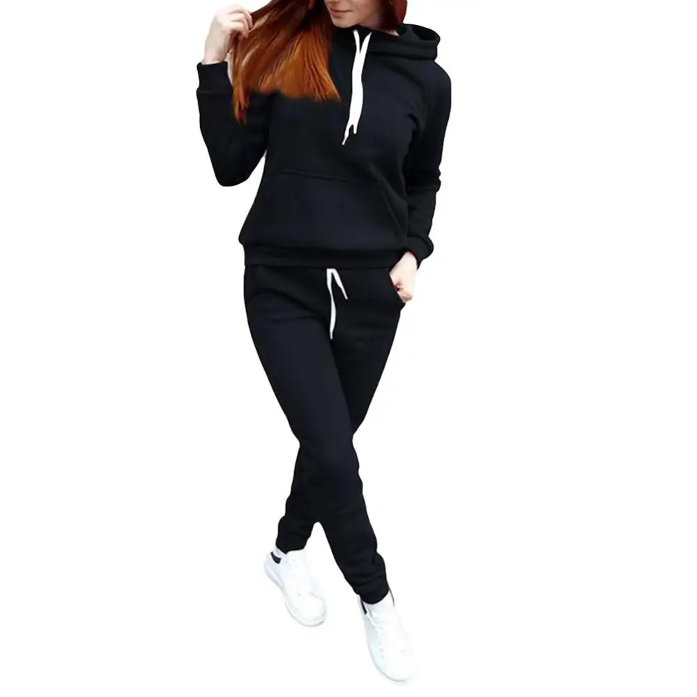 Casual Long Women Autumn Winter Hoodies Two Piece Sets Tracksuit Oversized Pullovers Sweatshirt Pants Sports Suit Female Clothes