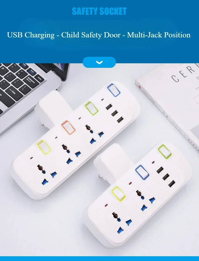 Description Picture 2 of itemUK EU US Plug Multicontact Electrical Socket with 3 USB Ports Wireless Wall Power Strip Universal Outlets Converter Adapter
