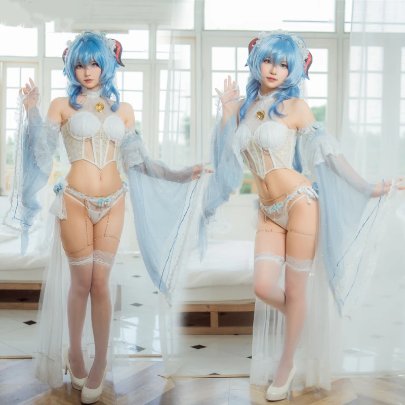 

Аниме игра Genshin Impact Ganyu белый цветок фотоэротическая униформа Косплей Костюм Хэллоуин для женщин Бесплатная доставка