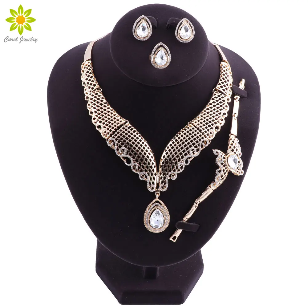Bridal Gift Nigerian Wedding African Beads Jewelry Set Brand Woman Fashion Dubai Gold Color Water Drop | Украшения и аксессуары