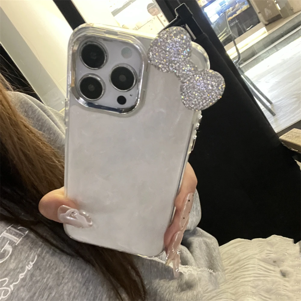 Custodia morbida trasparente con fiocco 3D coreano per iPhone 16 15 14 Pro Max 13 12 Pro 11 X XR XS 8 Plus SE3 MiNi Candy Cover trasparente carina  202192403