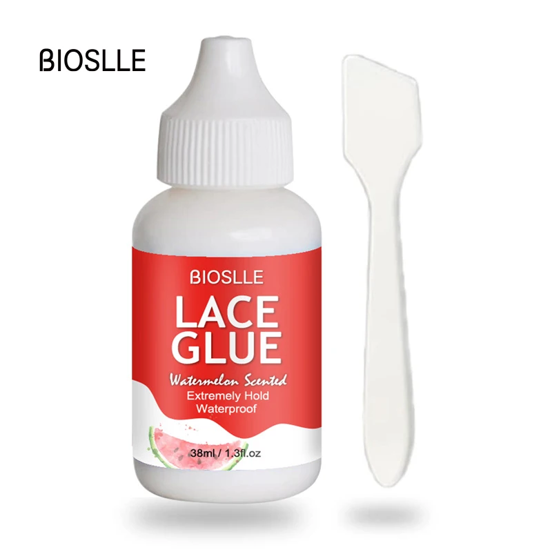 BIOSLLE Watermelon Flavor Wig Glue 38ML Waterproof Extreme Hold Invisible Hair Adhesive Plus Brush bioslle 150ml 5 07oz waterproof extreme hold invisible tape wig adhesive bonding hair glue lace