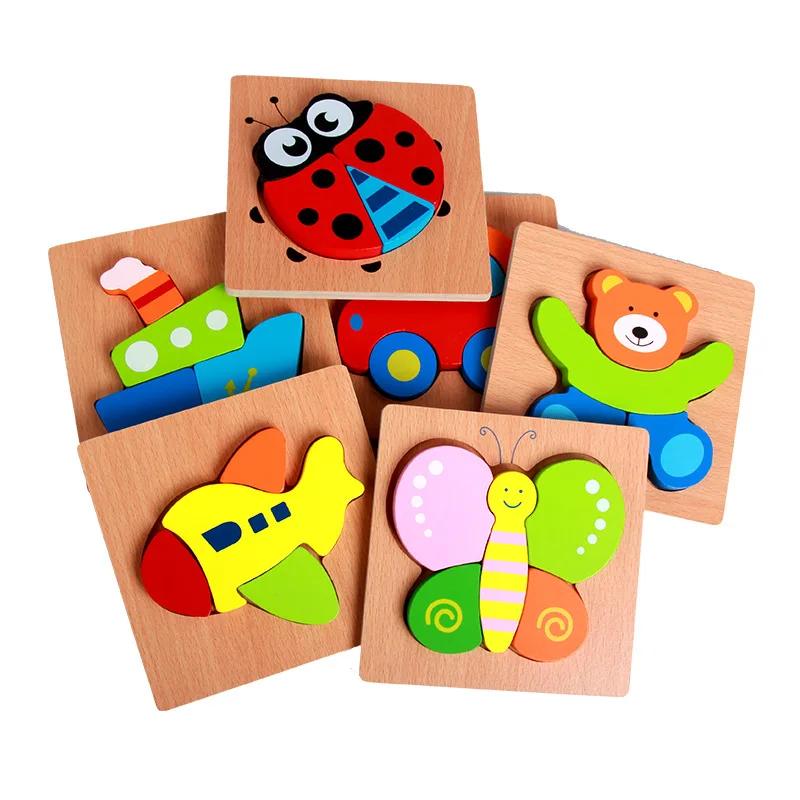 

3D Wooden Puzzle Jigsaw High quality Beech Wooden toys for Children Cartoon Animal Puzzle Kids Educational Toys for baby