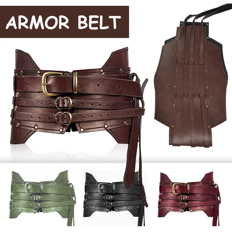 Medieval Cosplay Belt Steampunk Women Vintage Wide Belt Men Knight Armors Medieval Viking Pirate Costume For Adult medieval cosplay belt