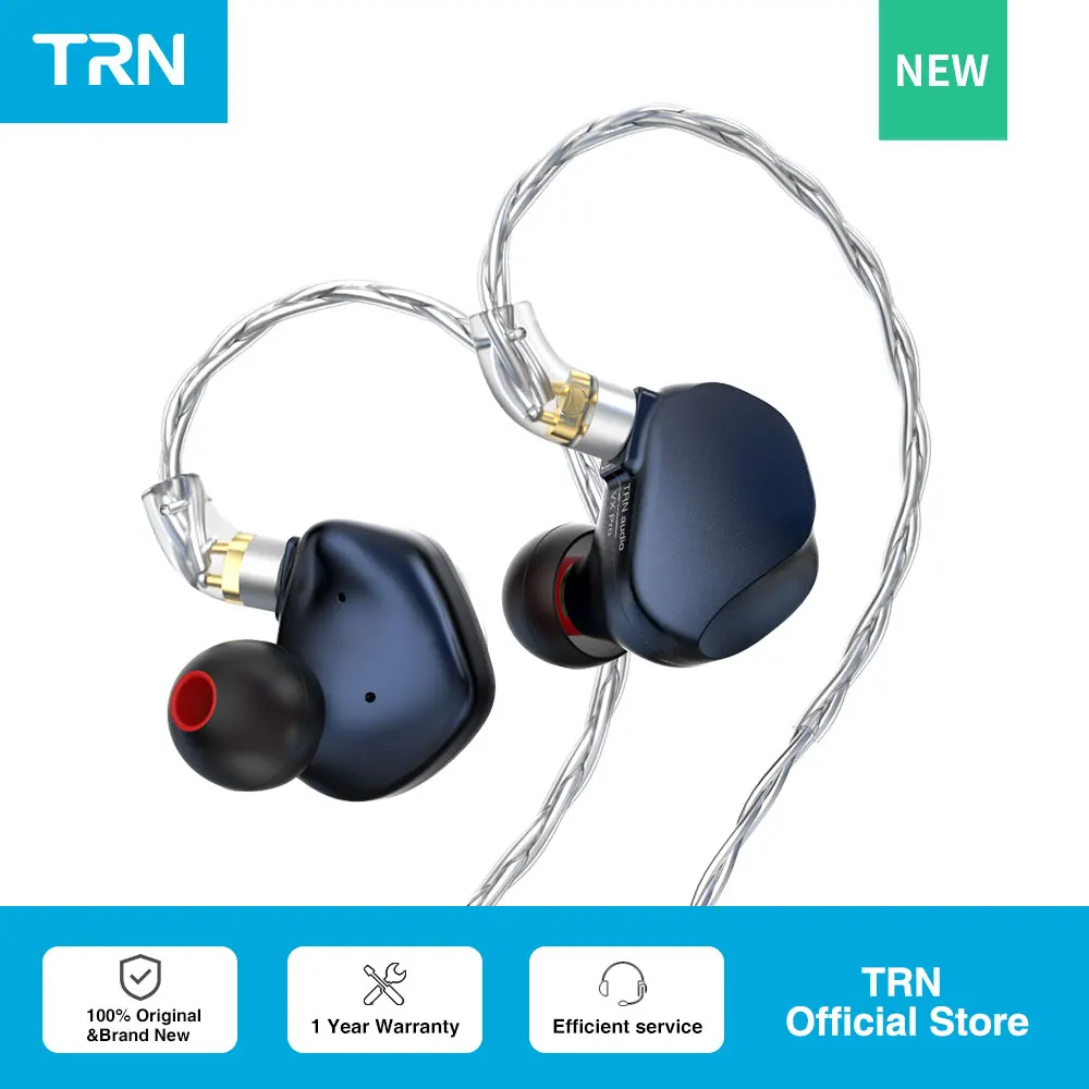 TRN VX Pro In-Ear Monitors - 9 Hybrid Driver HiFi Earphones With Detachable Cable (Silver)