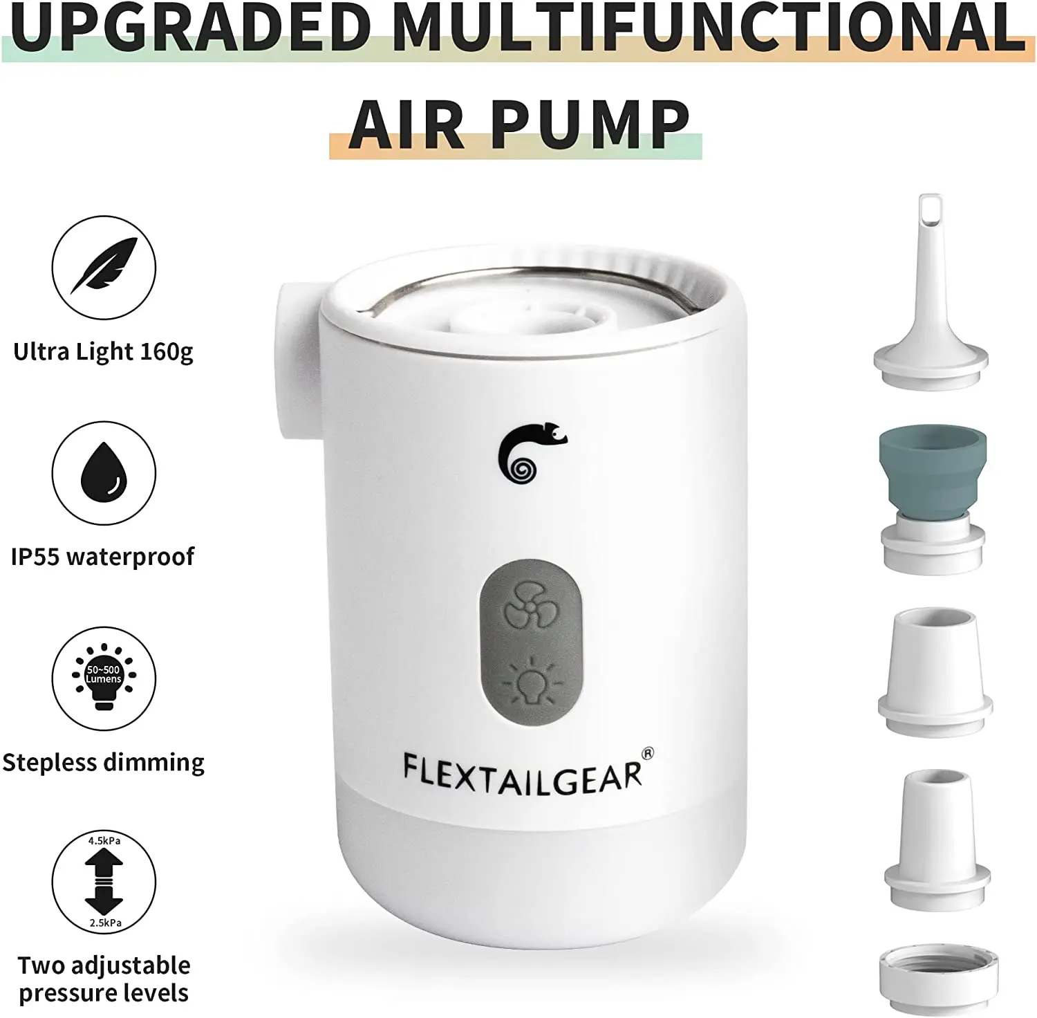 FLEXTAILGEAR MAX PUMP 2 PRO-Portable Air Pump Electric Inflator with Camping Light and Emergency Power Supply for Outdoors