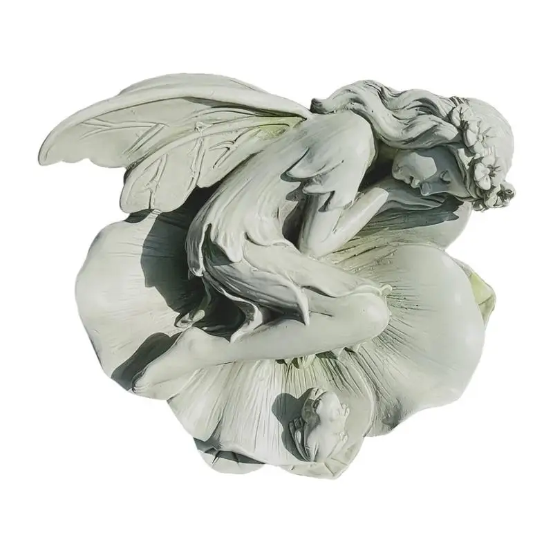 

Outdoor Garden Fairy Statue Outdoor Angel Fairy Figurines Resin Statue Water Lily Sleeping Fairy For Yard Courtyard Porch Garden