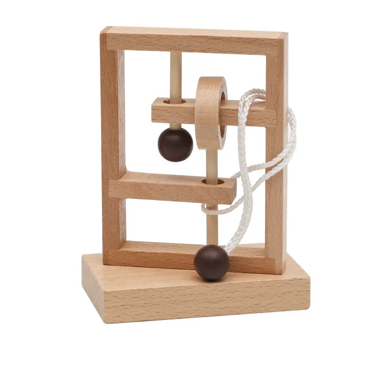 Wooden Play Wheels with Puzzle Lock Montessori Round and Circle Threading  Lu Ban  Educational Toys for Kids Adult Social Games 4