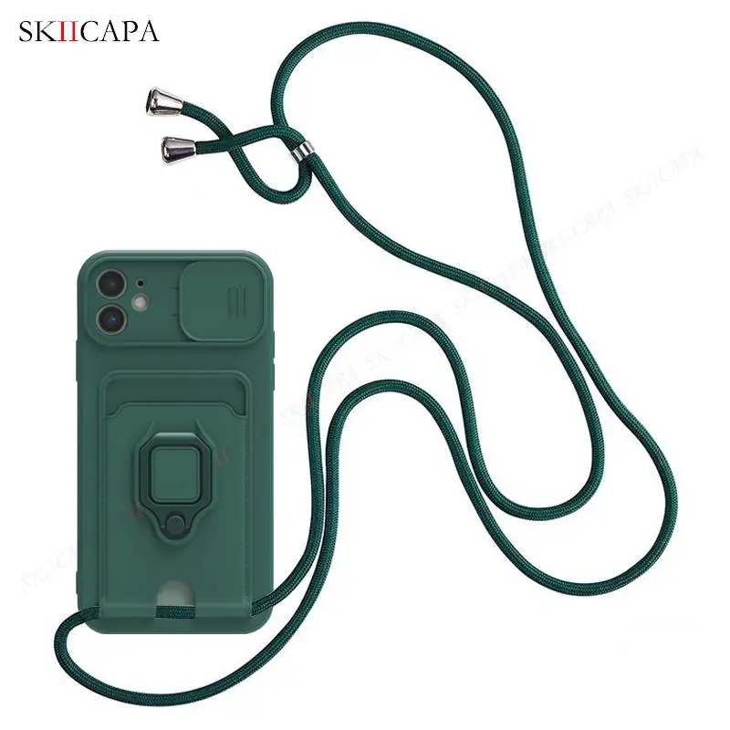 Compact Crossbody Wallet Case with Slide Lens Cover and Stand Holder