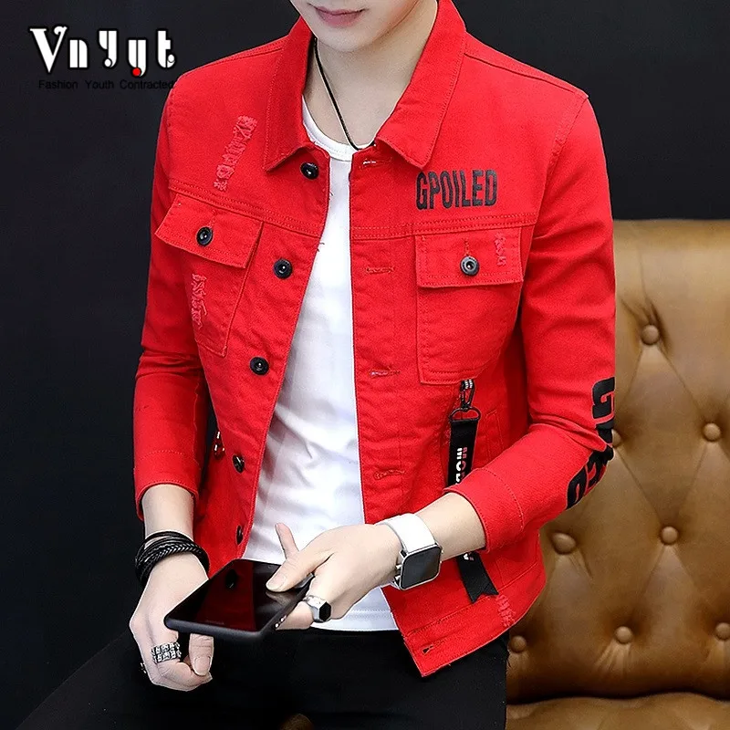 Spring Autumn Society People Denim Jacket Men's All-match Handsome Denim Clothes Trend Korean Style Upper Clothes Spirit Jacket
