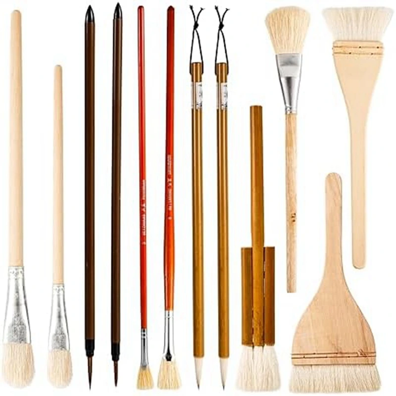 

12Piece Ceramic Glaze Brush Set Pottery Glaze Brushes Acrylic Watercolor For Drawing Artists Painting Students Kids Adults