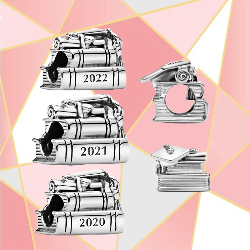 

2020-2022 Graduation Charm Ornament (scroll And Graduation Cap) 100% High Quality S925 Sterling Silver Diy Memorial Gift