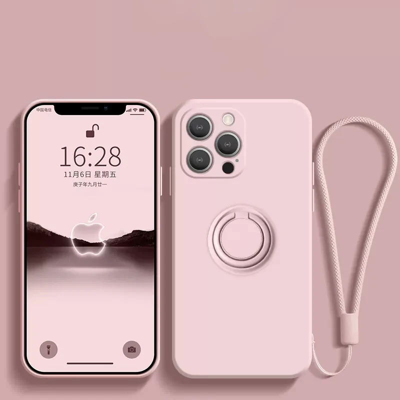 Magnetic Liquid Silicone Case with 360° Finger Ring Holder