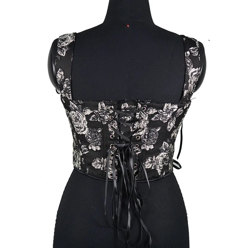 Rose Black Corset Top Sexy Women's Plus Size Corsets and Bustiers Overbust Floral Gothic Brocade Corselet Fashion Style