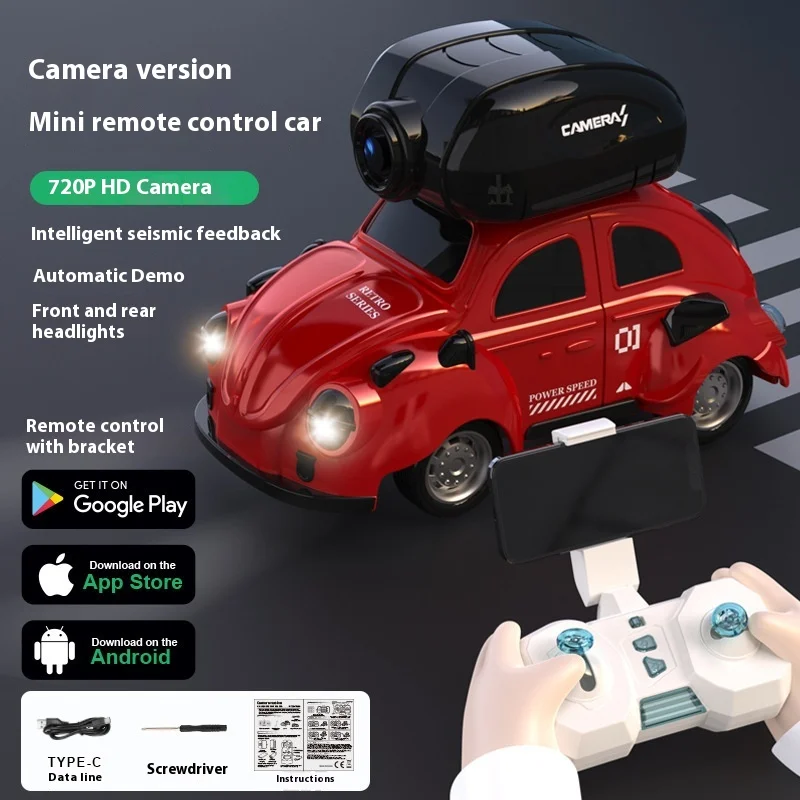 RC Mini Remote Control Racing Car Drift Real time Transmission Camera 2.4G Wireless Remote Control Car FPV Toy Children's Gift 4