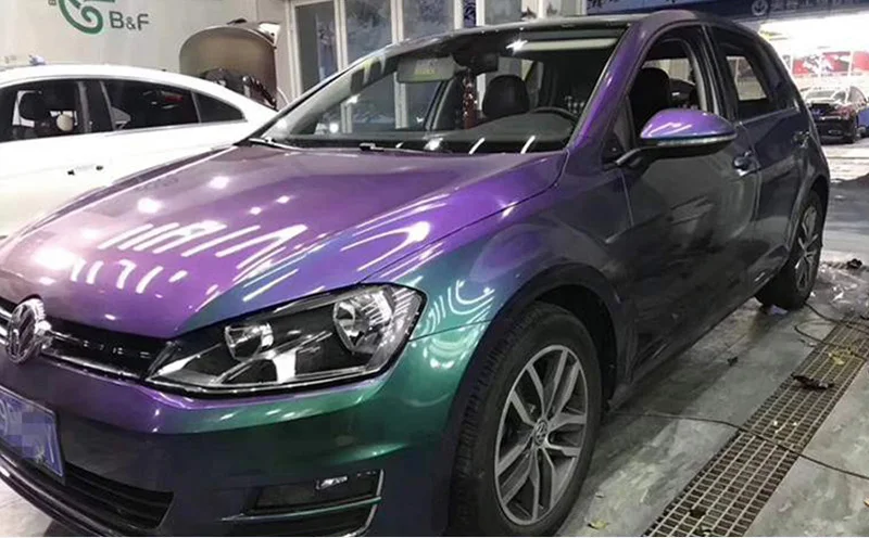 

Блестящая Глянцевая зеленая фиолетовая виниловая пленка-хамелеон, фотоклейкая наклейка, самодельная пленка для автомобиля, рулон выпуска воздуха