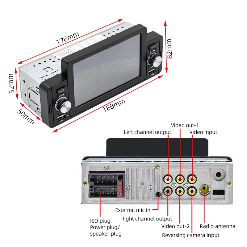 Radio 1 Din Mp5 Pantalla 4.1 Bluetooth Usb Mirrorlink + Cam