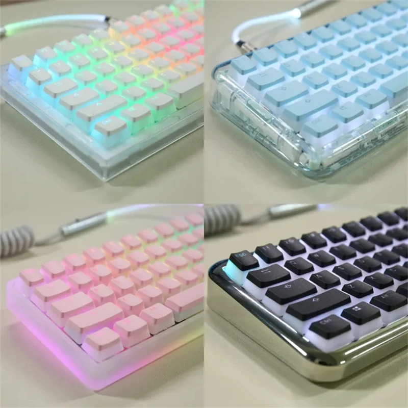 ZIFRIEDN 130 Keys Pudding Keycaps for Mechanical Keyboard PBT OEM Key Caps Jelly RGB Full Size 60% 100% Keycup Pink Blue Color