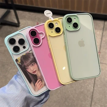 Luxury Clear Candy Color Case For iPhone 17 Air 16 15 14 13 12 Pro Max Plus Clear Acrylic Bumper Protection Cases Cover 1