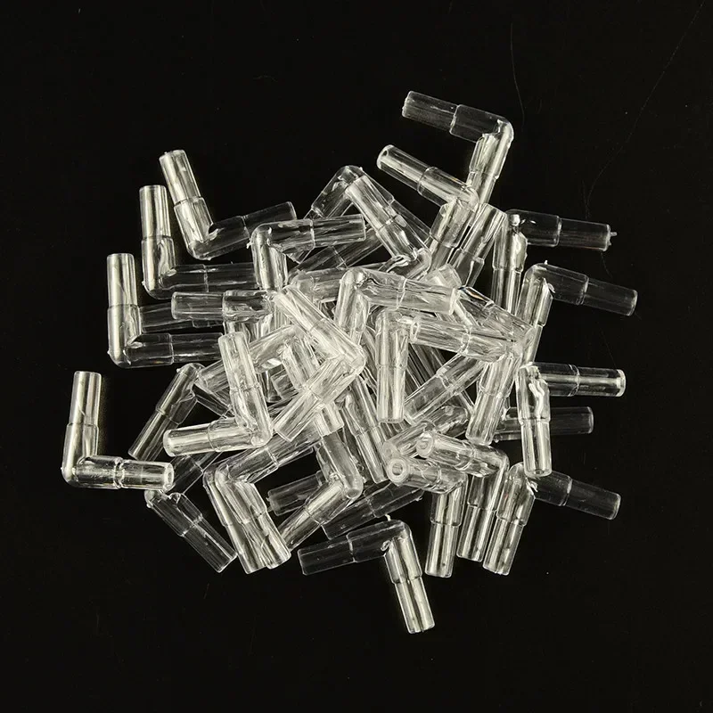 Aquarium Accessories 10X 4mm L Shaped Fish Tank Air Line Tubing Joints Connectors Acuarios Tube Aquarium Air Pump Line
