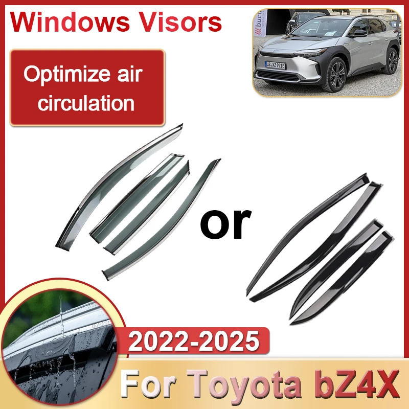 Car Side Window Visors For Toyota bZ4X Subaru Solterra 2022~2025 EA10 Vent Awnings Smoke Guard Covers Deflector Car Accessories