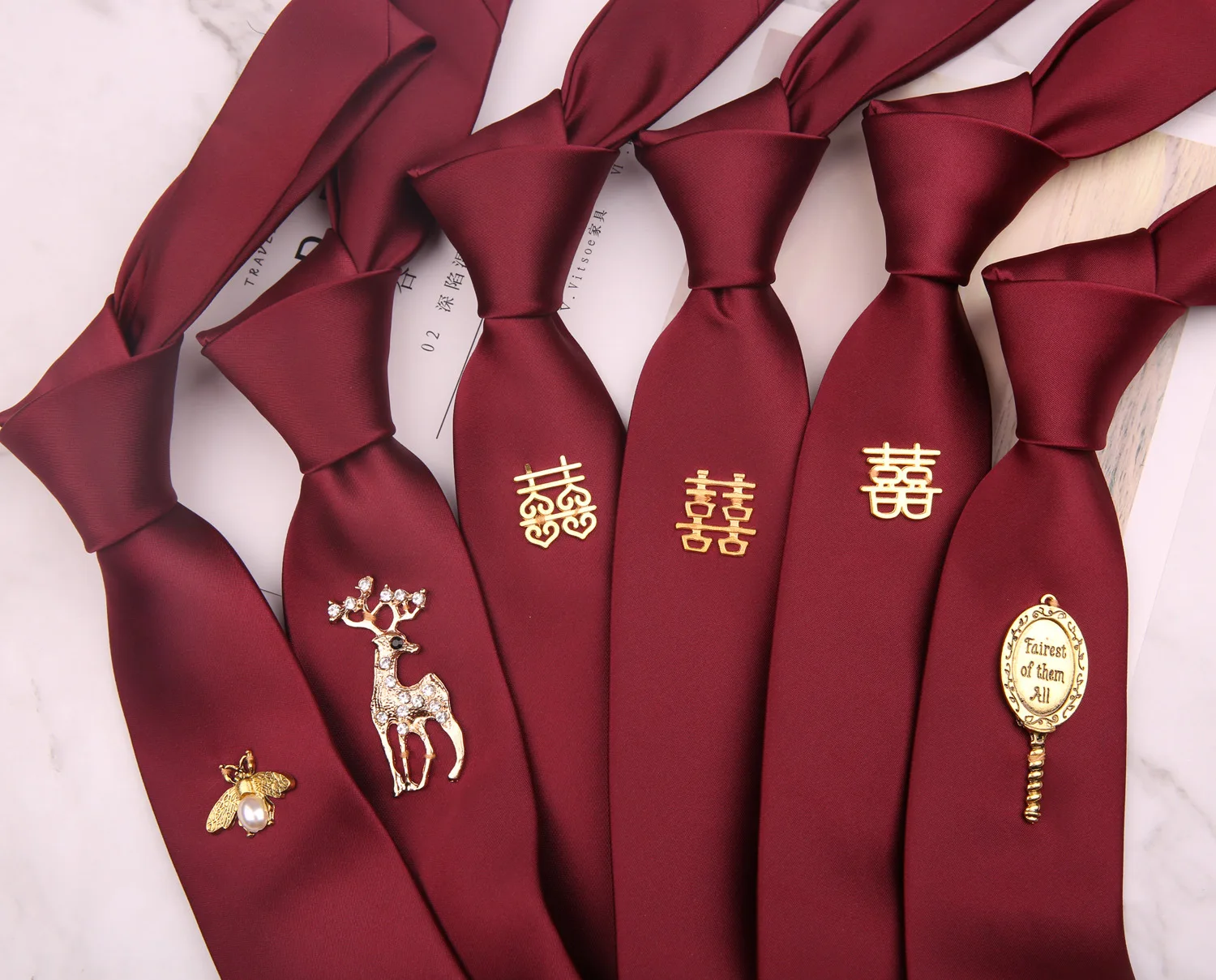 

Sitonjwly Wine Red Bridegroom Wedding Ties for Mens Neck Tie Male Banquet Tuxedos Neckwear Gravatas Slim Cravat Necktie