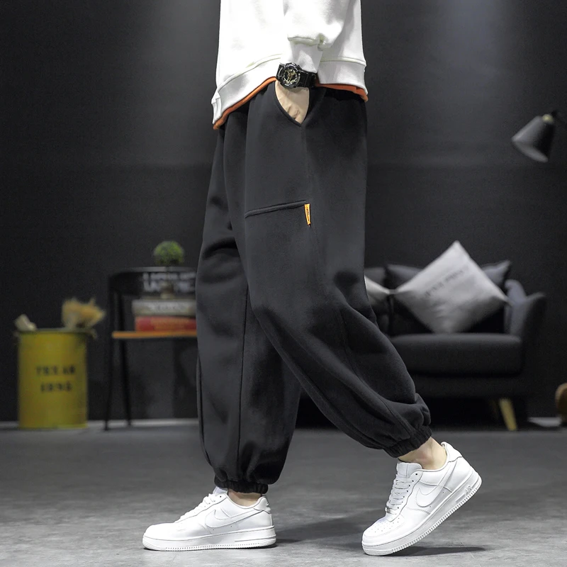 

Streetwear Men Sweatpants Big Pocket Men Wide-leg Harem Trousers Loose Harajuku Jogging Male Casual Terry Pants Autumn Winter