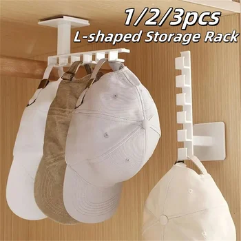 1/2/3 pezzi punzonatrice appendiabiti a forma di L supporto per montaggio a parete multifunzionale 6 ganci rack per vestiti berretto da baseball strumento di archiviazione 1