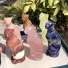 Natural Crystal Jade Leopard Carving Handmade Animal Powerful Statue For Home Decoration Lucky Gift 1PCS 6