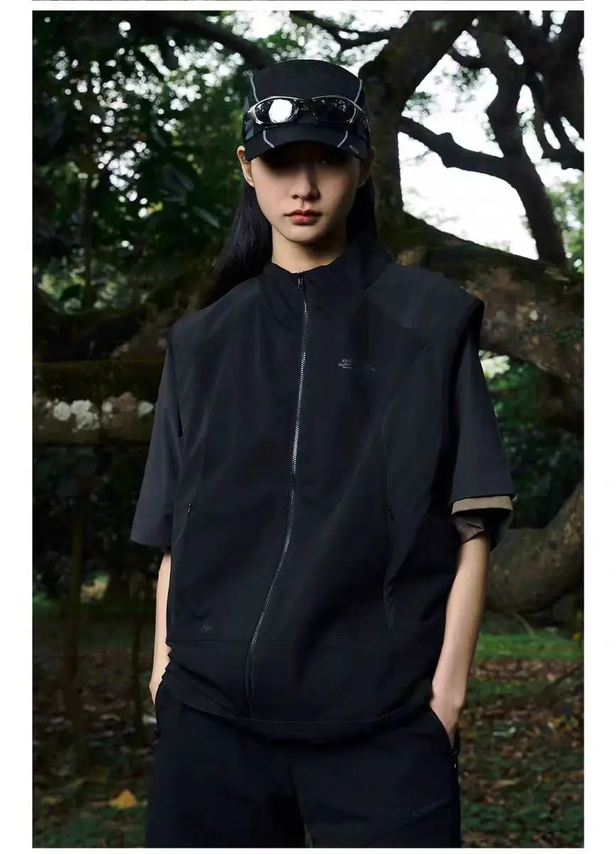 Enshadower Outdoor diamond shaped split splicing vest multipocket elastic nylon material techwear gorpcore aesthetic