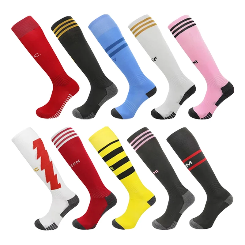 23-24 Season European Football Club Styles Children Adults Soccer Socks Boys Kid's Long Knee High Towel Bottom Sports Sock