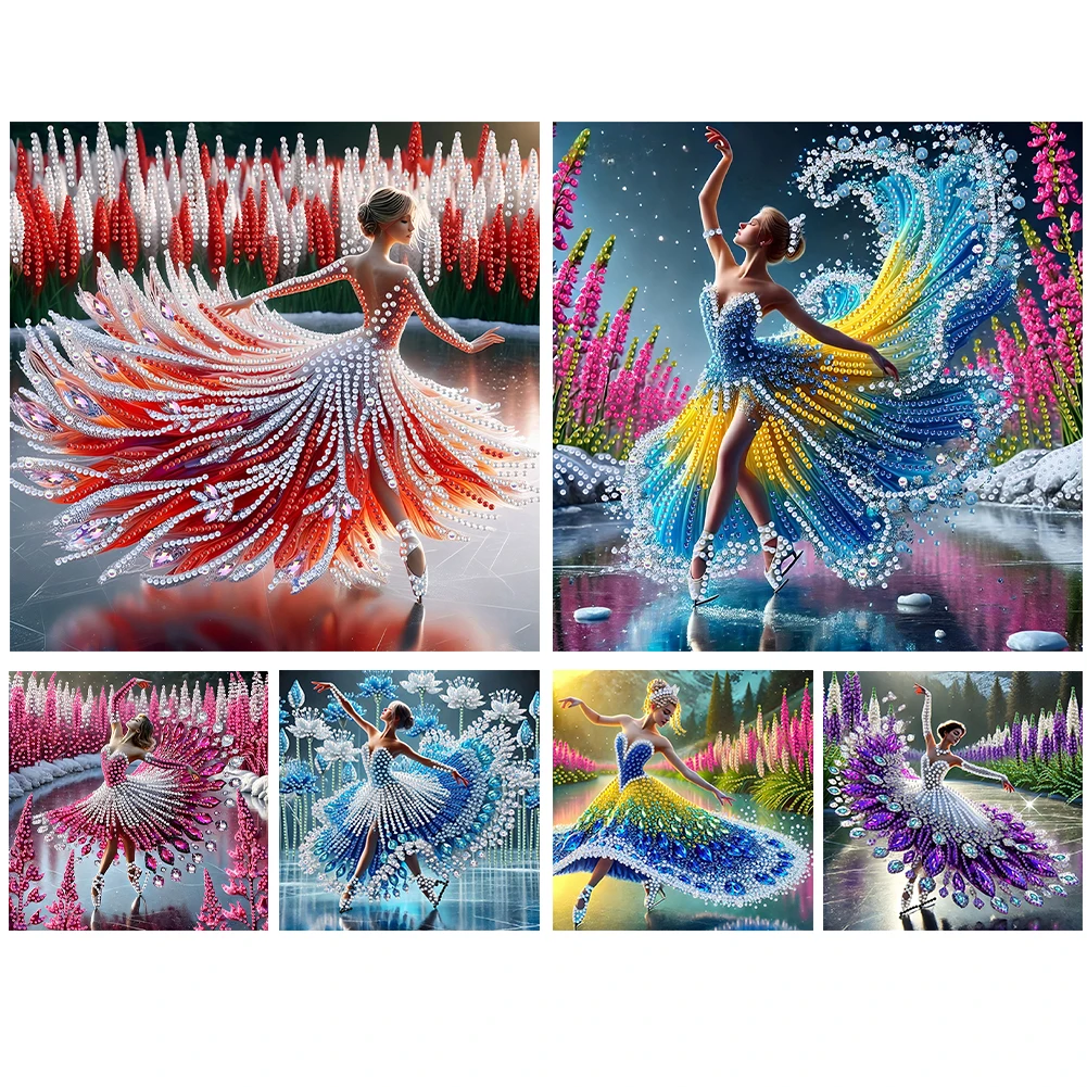 5D DIY Partial Special Shaped Drill Diamond Painting Kit Girl Decoration 30x30cm