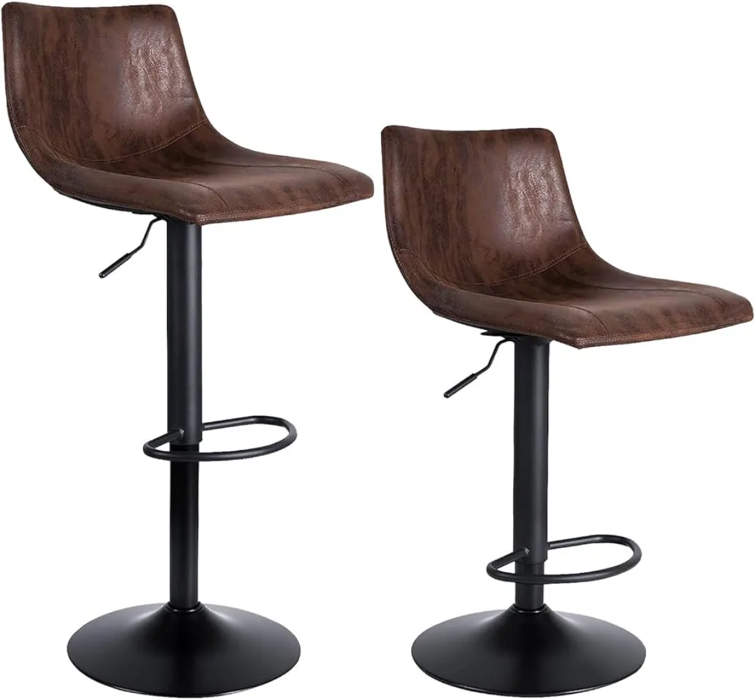 

Bar Stools Set of 2-360° Swivel Barstool Chairs with Back, Adjustable Height Bar Chairs, Modern Pub Kitchen Counter Height