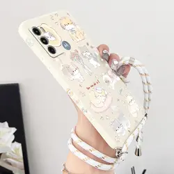 G60 Delicate Kitten Lanyard Silicone Phone Case Cover - MOTO G13(G23) (White)