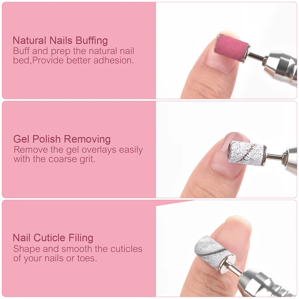 50Pcs Nail Sanding Bands 60/80/100/120/150/180/240/320 Grit Nail Drill Bits Electric Manicure Drill Machine Gel Polish Removing,nail drill bit,nail drill bits,nail drill,nail drill set,nail drill kit,nail sanding bands