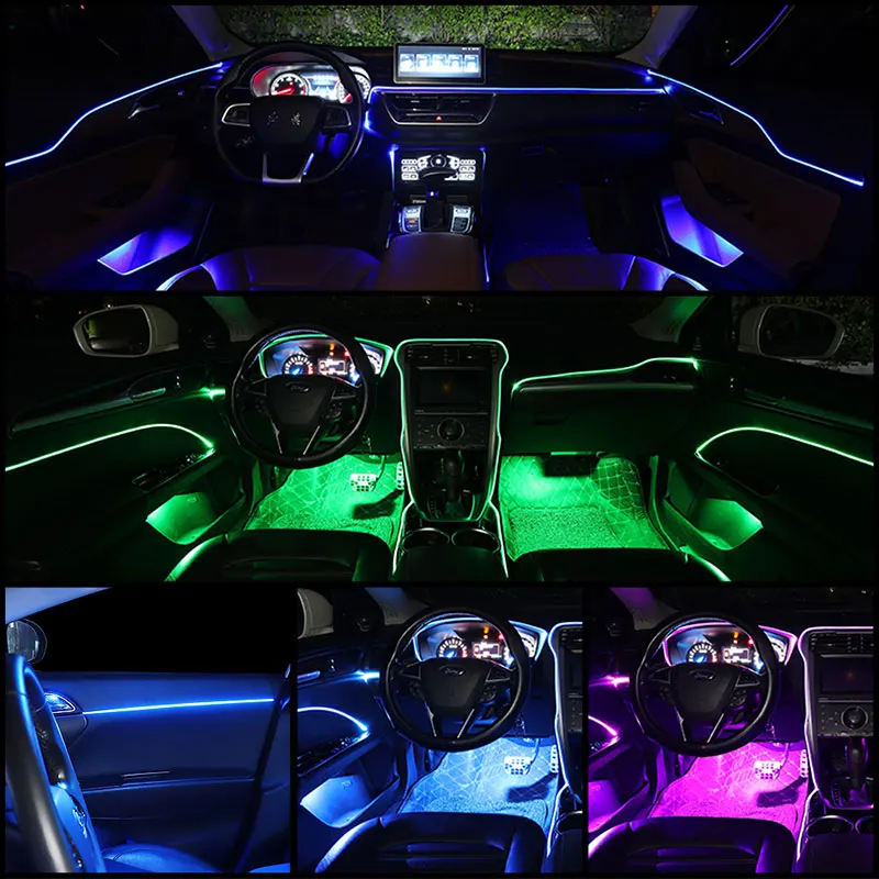 Bluetooth Car Ambient Light LED Light Interior Kit Optical fiber Door Light