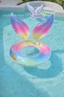 RainbowW Inflatable Pool Floats Crown Floating Ring Glitters Filled Durable Swimming Ring for Adult Summer Beach Pool Tube 33.5 2