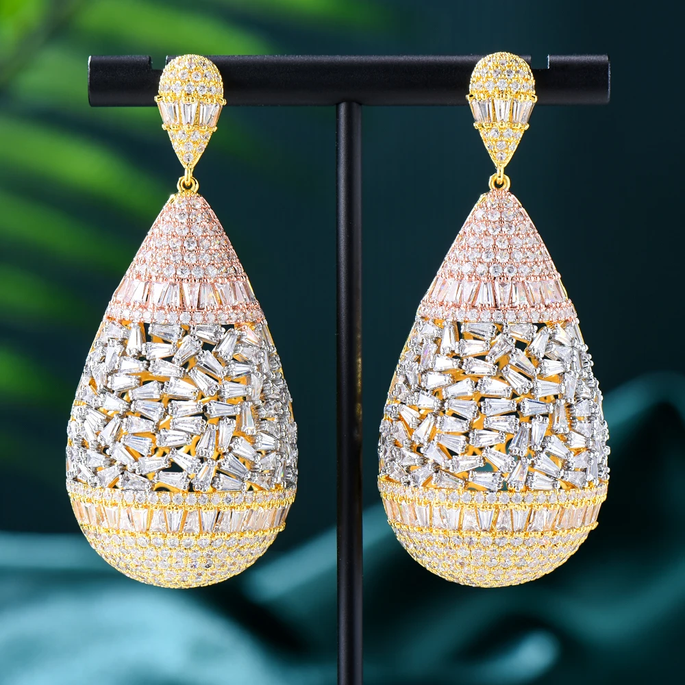 

Kellybola Dubai Luxury Big Drop Earrings For Noble Women Bridal Wedding Engagement Party Show Gift 2022 Hot High Quality