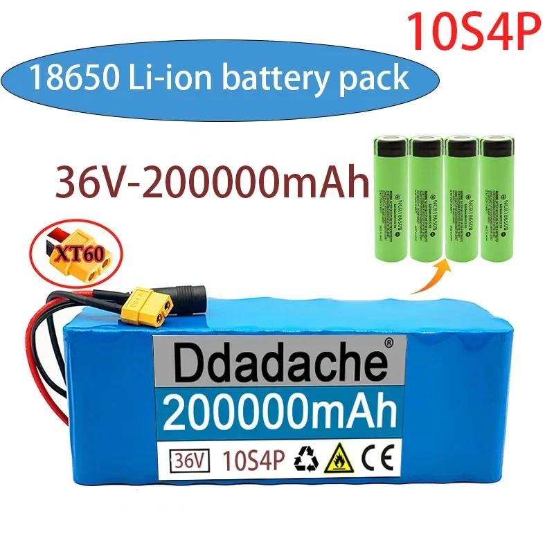 

100% original 36V 10s4p 200Ah 20000W large capacity 18650 lithium battery pack electric bicycle scooter with BMS XT60 Plug