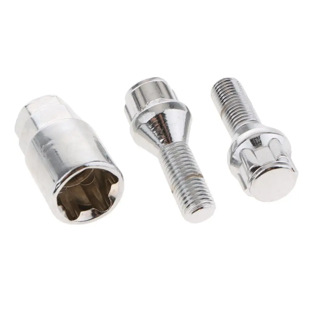 4 pieces M12X1.5 WHEEL LOCK Bolts Anti Theft 1 KEY for Toyota, for Mitsubishi,