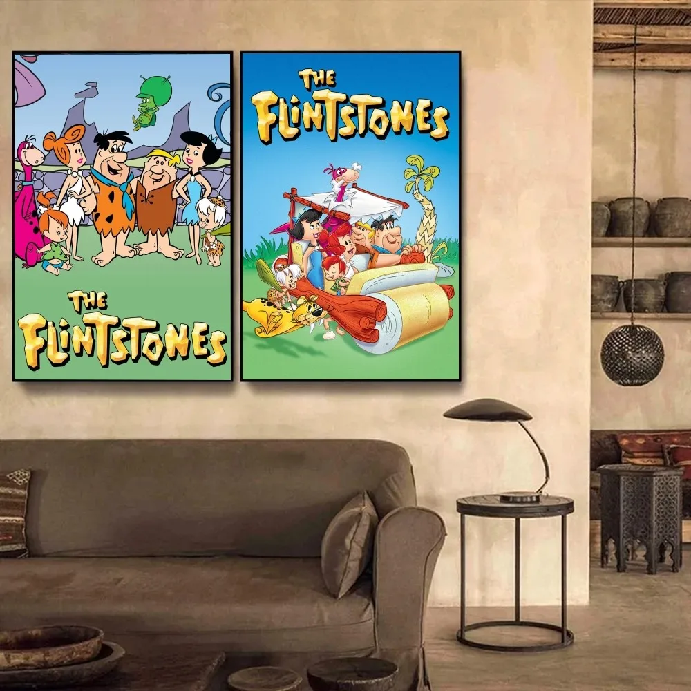 The F-Flintstones Cartoon Poster Kraft Club Bar Paper Vintage Poster Wall Art Painting Camera Da Letto Big Szie Wall Painting Stickers