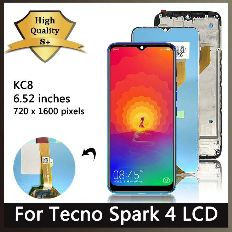 

ЖК-дисплей 6,52 "для Tecno Spark 4 Spark4, оригинальный дисплей для Tecno KC8, запасные части для ремонта ЖК-дисплея
