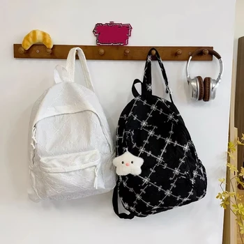 Zaino coreano leggero con stampa a fiocco, in nylon, grande capacità, per studenti, semplice, versatile, casual, da viaggio