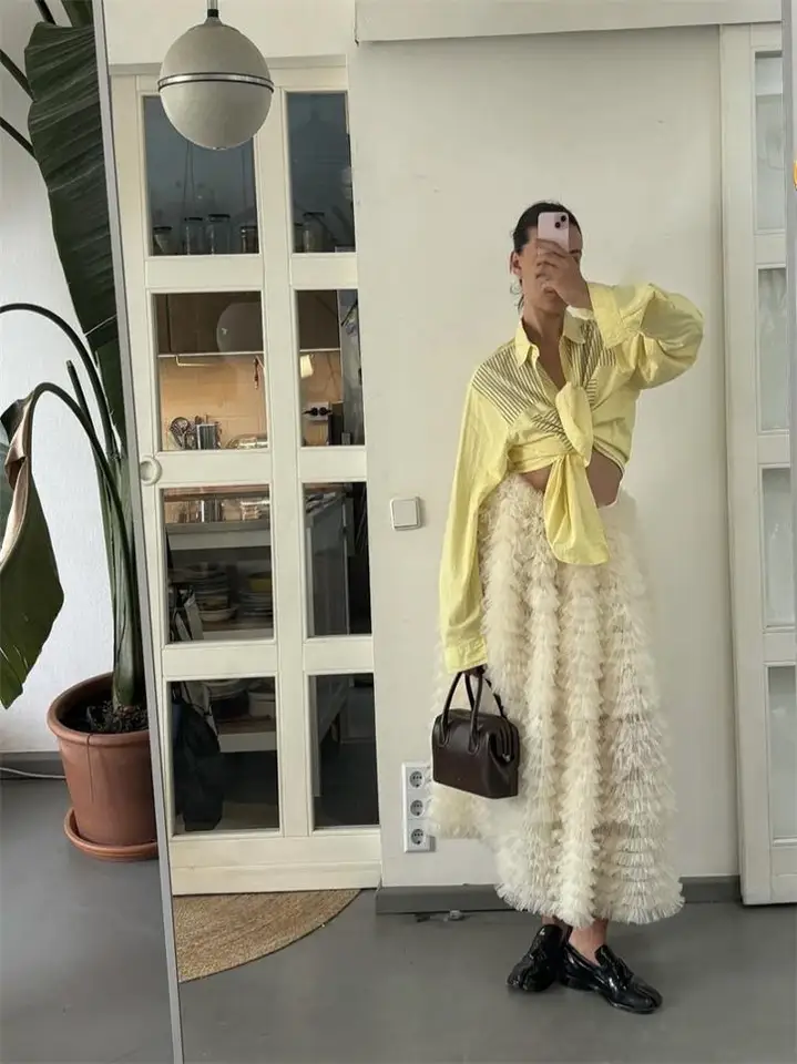 Bibiy 重工業ケーキタワースカート女性のハイウエストふわふわ