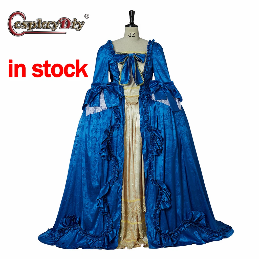 

Cosplaydiy Victorian Rococo Baroque Marie Antoinette Ball Dress 18th Century Renaissance Blue Dress Women Medieval Ball Gown