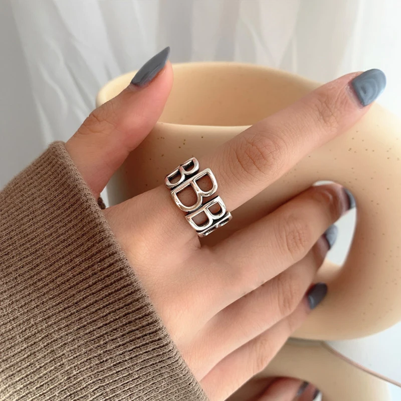 

New in 925 Sterling Silver Letter B Rings For Women Fashion Luxury Quality Jewelry Accessories Offers With Free Shipping
