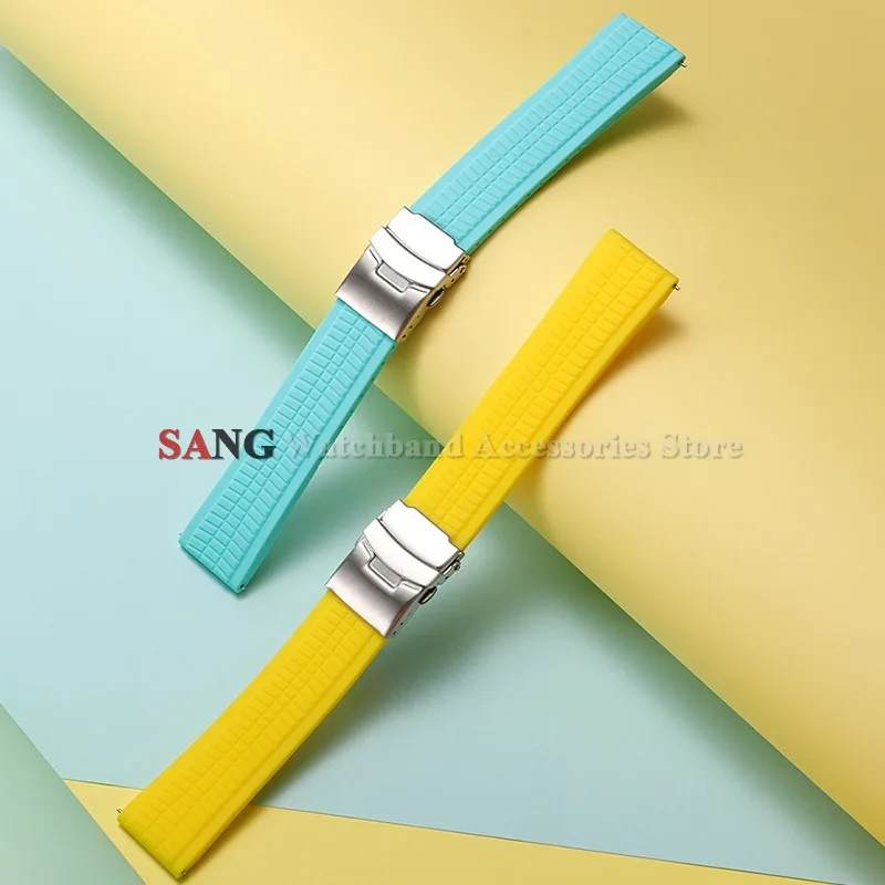 Premium Soft Silicone Quick Release Sport Watch Band Strap - Universal Wristbelt with Deployment Buckle