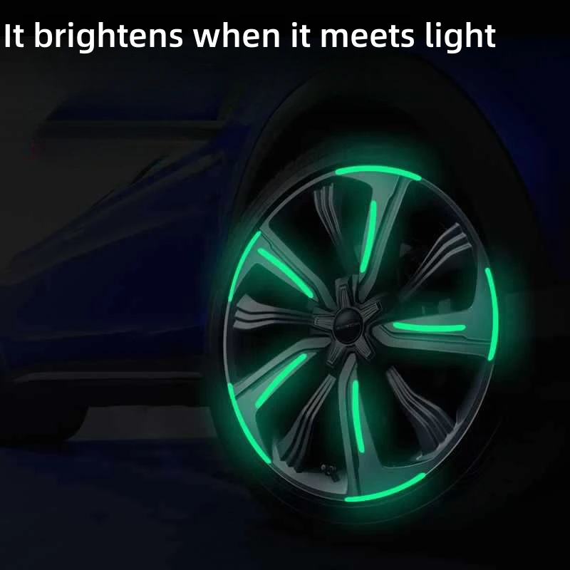 Car Wheel Hub Reflective Sticker 20pcs Tire Rim Reflective Strips Luminous for Night Driving Car Bike Motorcycle Wheel Sticker