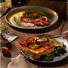 Retro Stainless Steel Storage Trays Kitchen Dinner Plate Round Snow Gray Tableware Plate Coffee Dessert Cake Serving Dishes 6